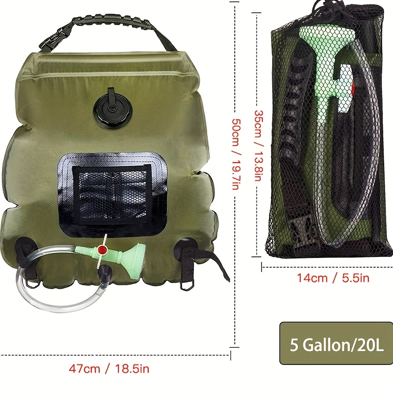10.57gal Portable Outdoor Camping Shower Bag, PVC Waterproof Bath Bag with Handle, Shower Hose and Drain Valve for Camping, Hiking, Travel