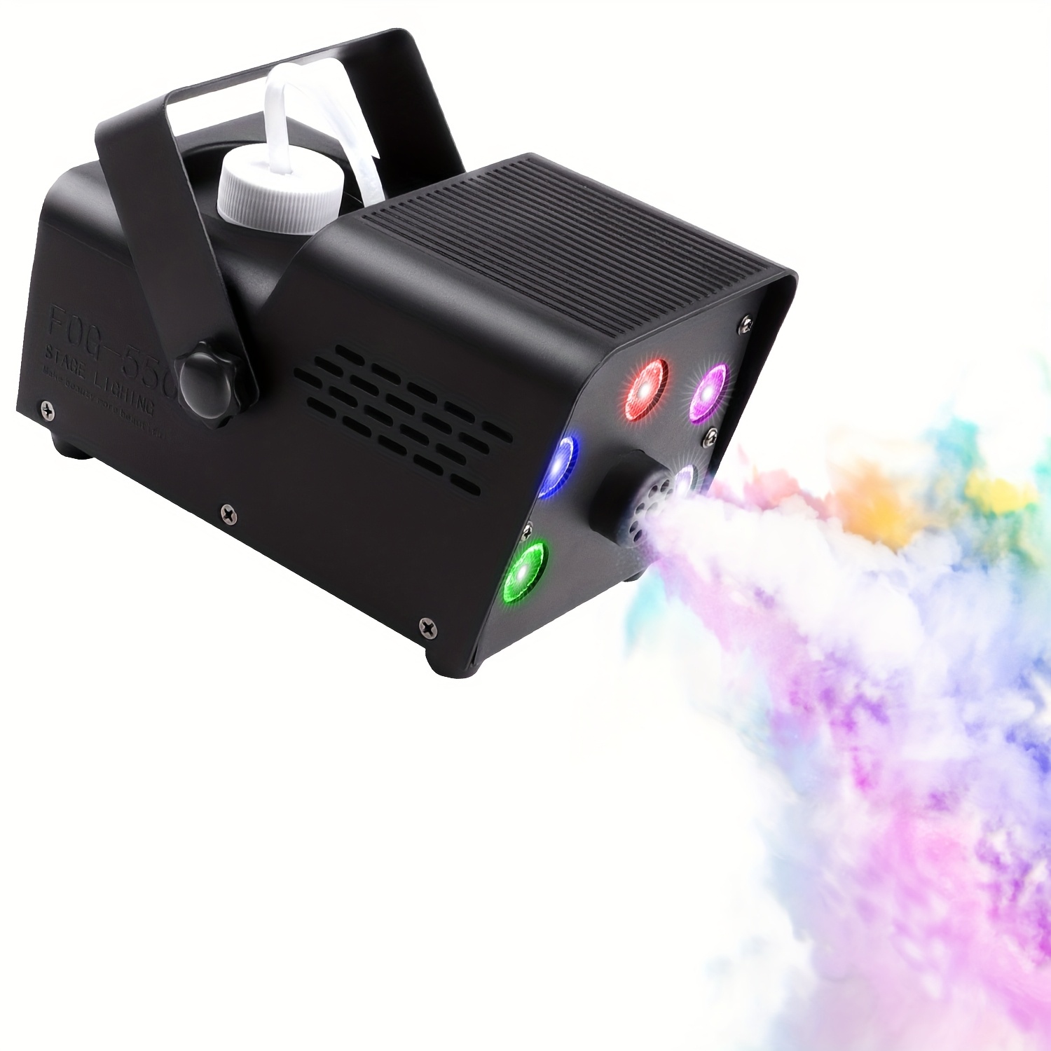 TEMU 1 pièce/2 pièces Mini machine à 550W 5LED RVB avec lumières pour Halloween Noël DJ Boîte de nuit Fêtes Spectacle Danse Concert Bar Équipement à