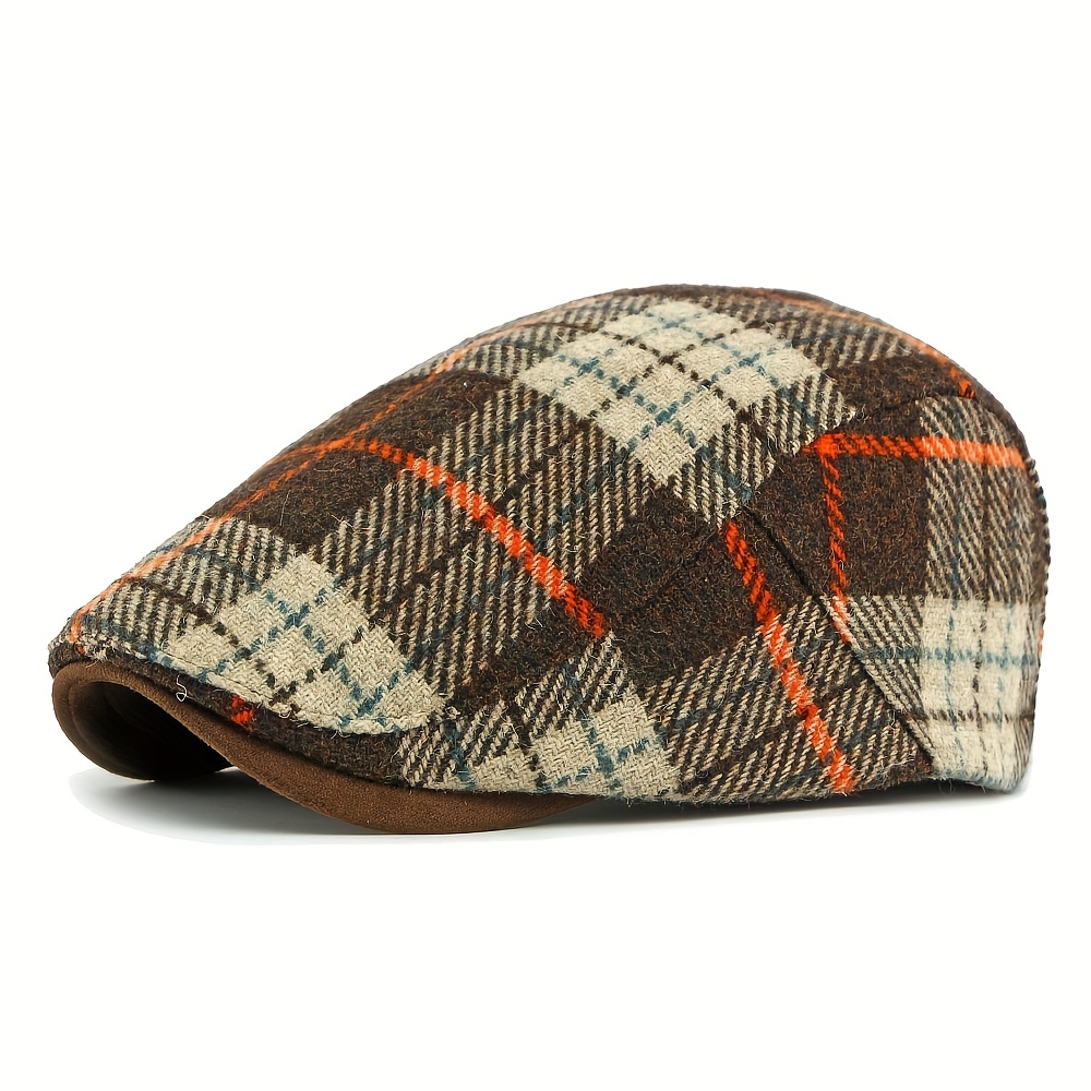 TEMU in tweed da , a casuale, stile non posizionato, nuovo tweed inverno 2025, britannico retr簷, cappellino da baseball a quadri