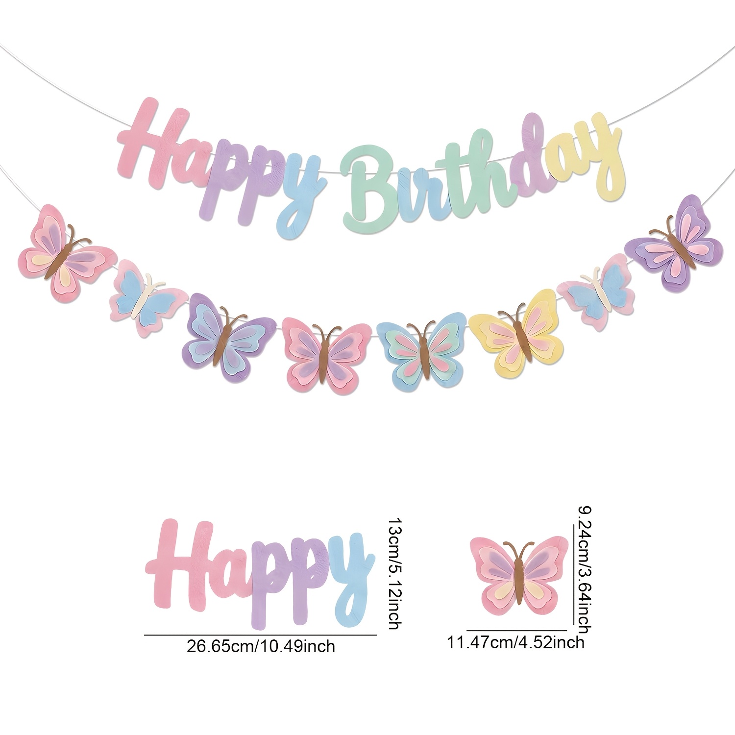 TEMU 2d Flat, 2d Flat - 2d Felt Happy Birthday Flower Banner, Pink Happy Birthday Banner, Cute And Soft Pink Birthday Style, Themed Birthday Party