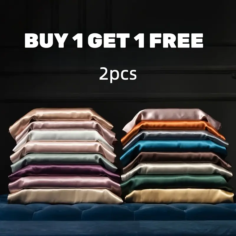 2 pack luxurious pillowcases 25 satin weave hypoallergenic solid color envelope closure hand wash only 120 140gsm details 0