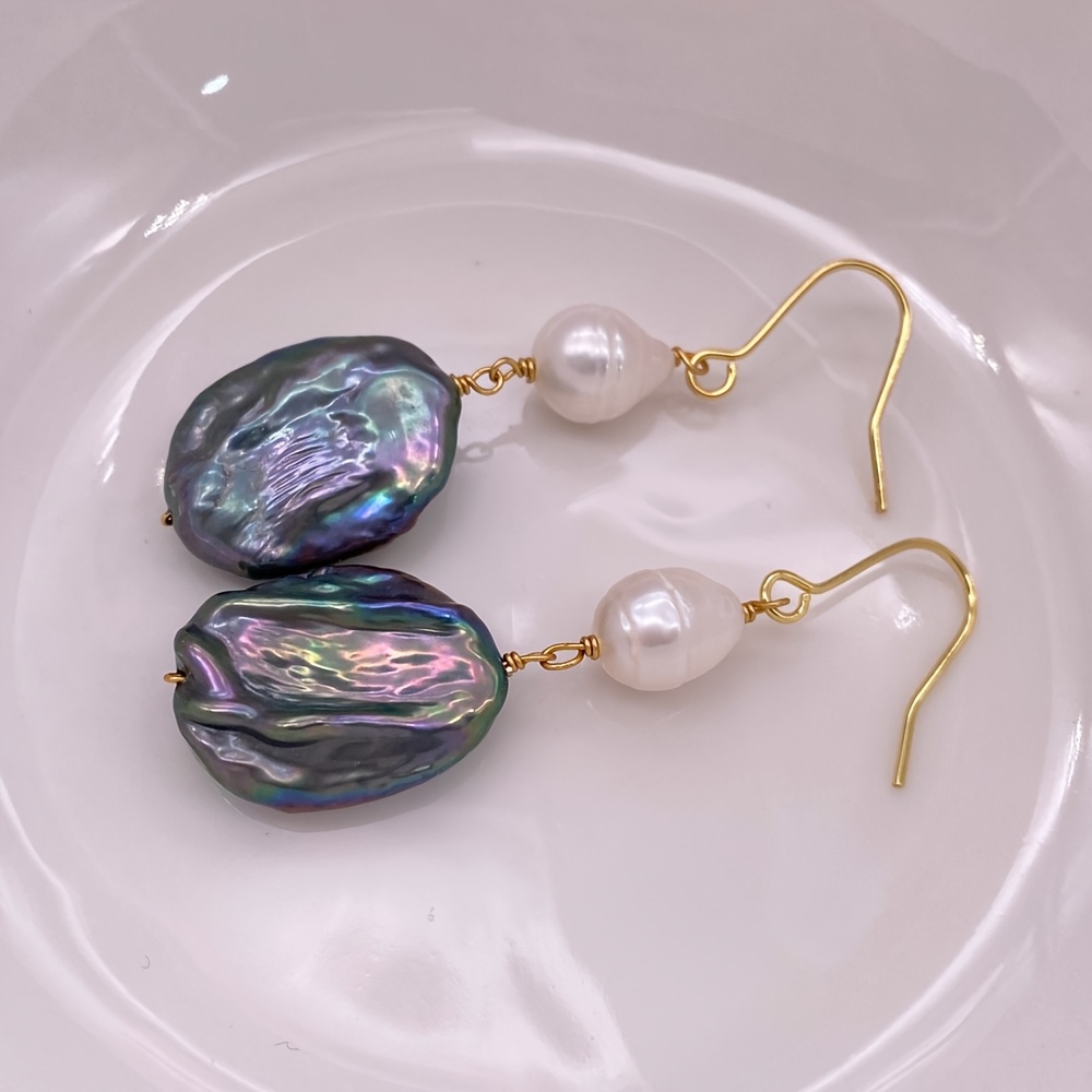 Teardrop & Oval Cloud Pearl Earrings, Handcrafted