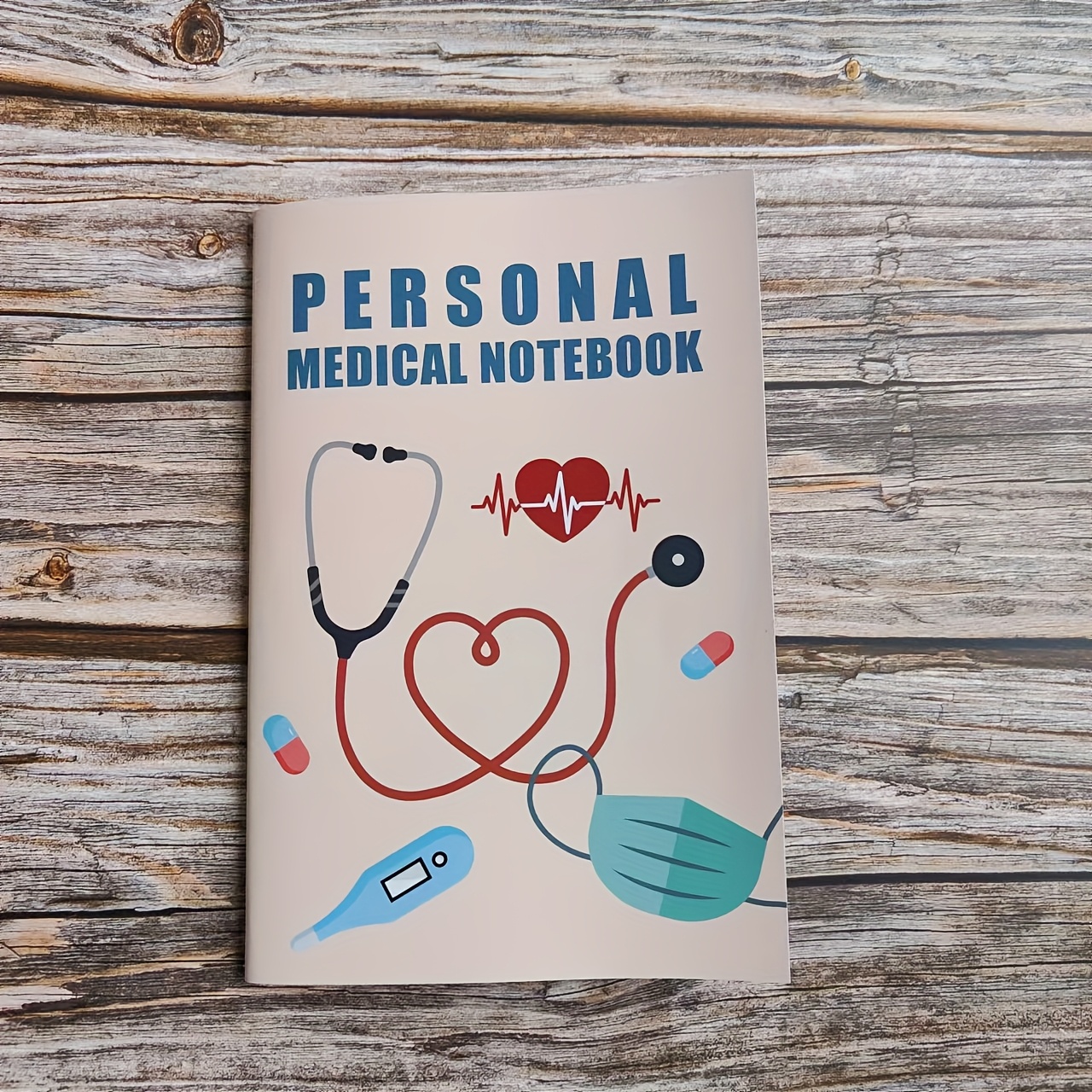 

1pc A5 Personal Notebook - Stethoscope & Heartbeat Design Cover, Paper For Health Tracking, Medication Management, Meaningful Gift For & Friends