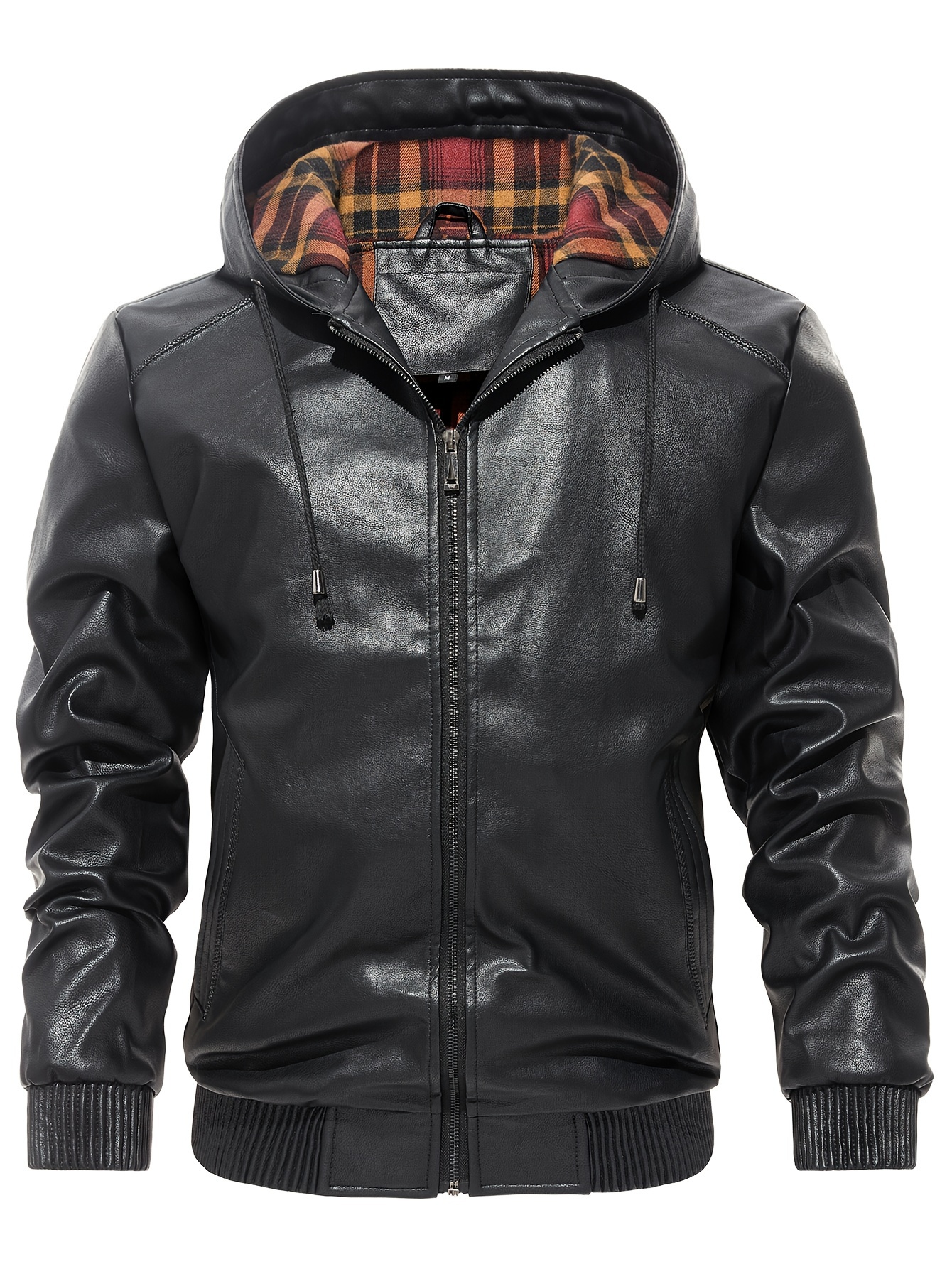 Veste En Cuir De Mouton à Capuche Pour Hommes - Noir Et Marron, Style Motard, Doublure Polyester, Tailles 2XS à 4XL