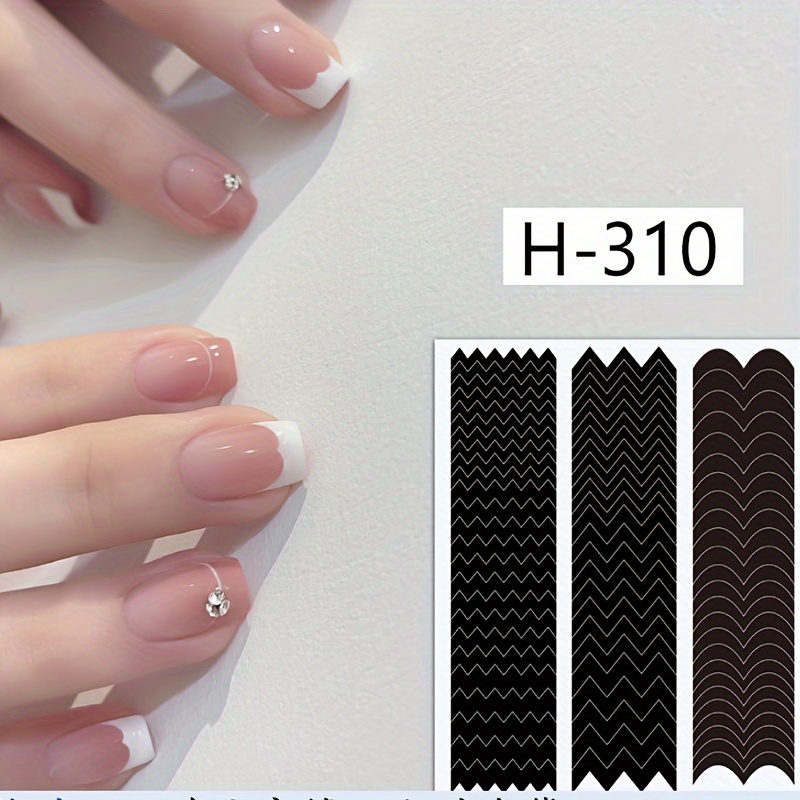 

Easy-apply French V-shaped Nail Art Stickers - Self-adhesive, Matte Finish For Diy Manicure Decorations