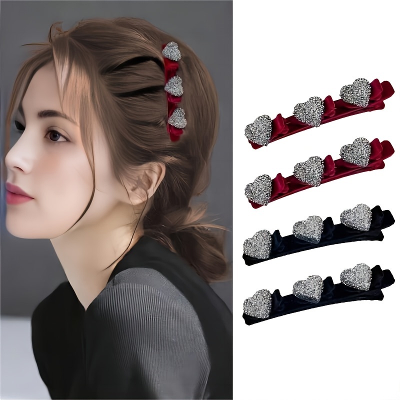 

2pcs Elegant Hair Clips With Sparkling Rhinestones - Chic Side & Bangs Accessory For Women And Girls