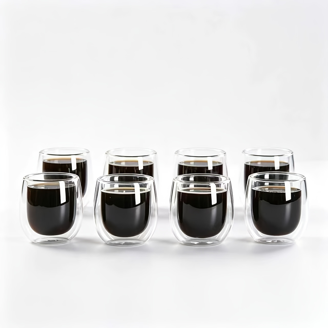 TEMU 8pcs Ultra-mini Cute 3oz Small Glass Cups Espresso Cups, Double-layer Glass Coffee Cups, Transparent Glass Coffee Cups, Insulated Espresso Cups,