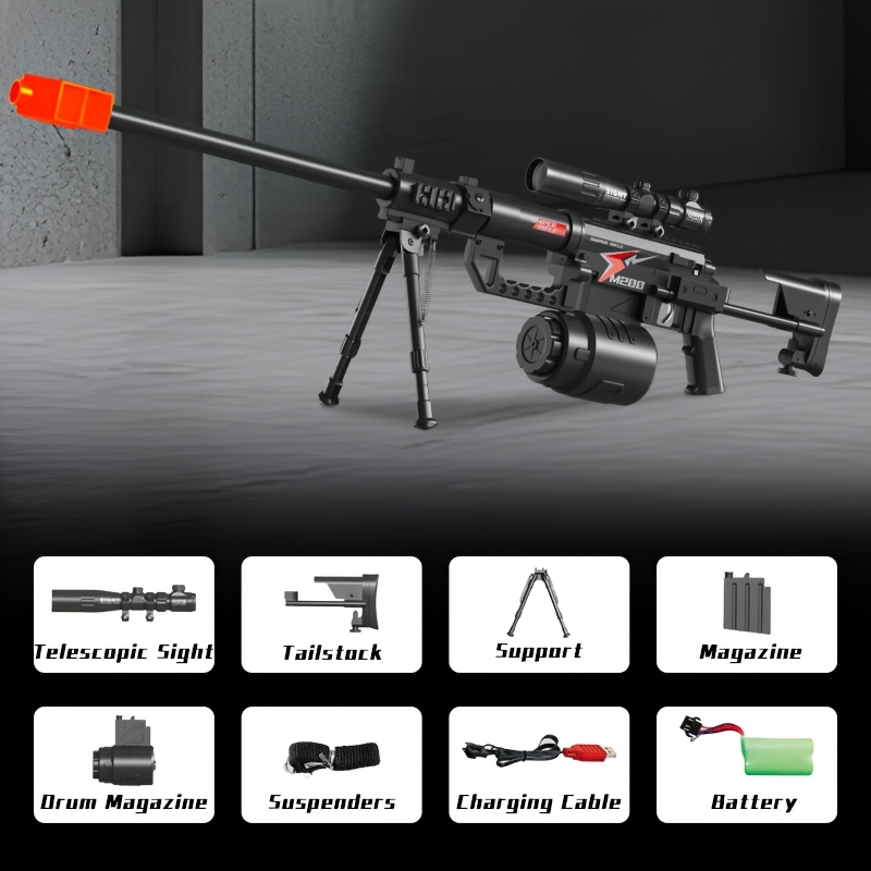 M200 Sniper Gun Electric Gel Jet Ball [7.4V High Speed Continuous Shooting Upgrade G Highly Assembled Toy Manual/automatic Dual Mode Drive Hand Automatic Semi-automatic Full Bullet Firing