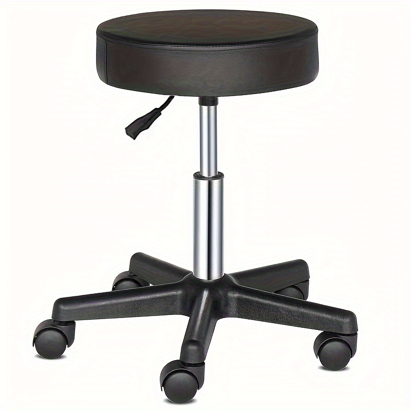 

Black Leather Salon Stool With , 8cm Round Seat, Nylon Wheels, 150kg Capacity - Equipment