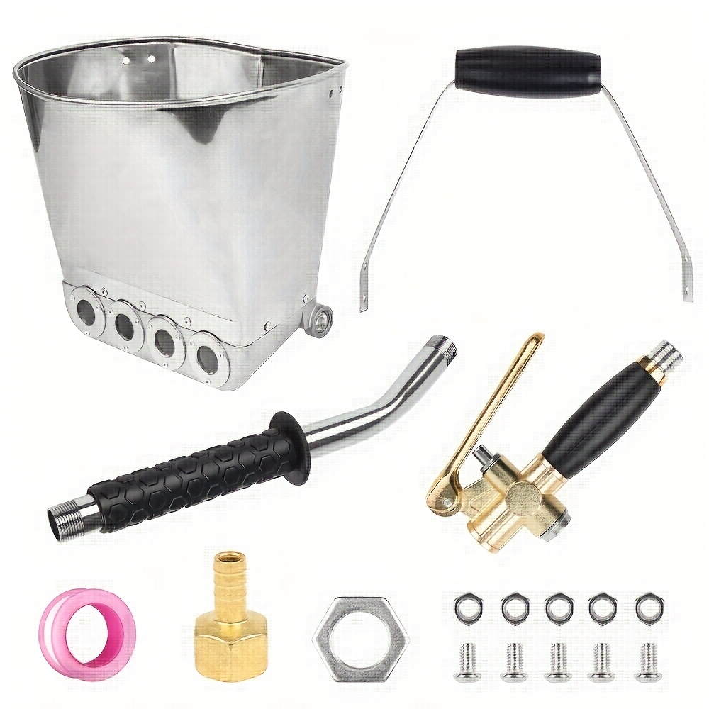 TEMU 1 Set Of Professional 4-hole Gun, Equipped With Large Hopper, Household Cement Mortar Spray Gun, 4-hole Wall Sprayer, Concrete Sprayer, Gypsum