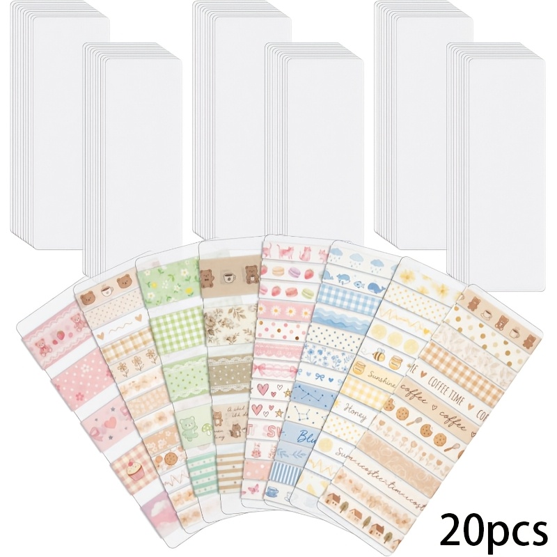 TEMU 20 Washi Tape Sheets, Portable Washi Tape Rack Display Board, Semi-transparent, Suitable For Journals, Diaries, Diy Crafts, And Travel