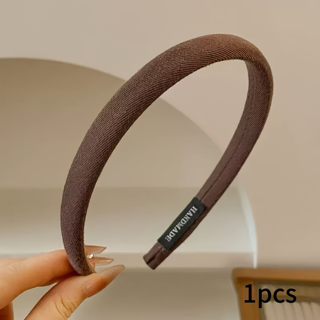 1pc Coffee-colored Striped Thin Headband For Women, Simple Autumn/winter Hair Accessory For Makeup, Applying Face Masks, Hair Clip, Headwear, Face Washing, And Flattening Hair