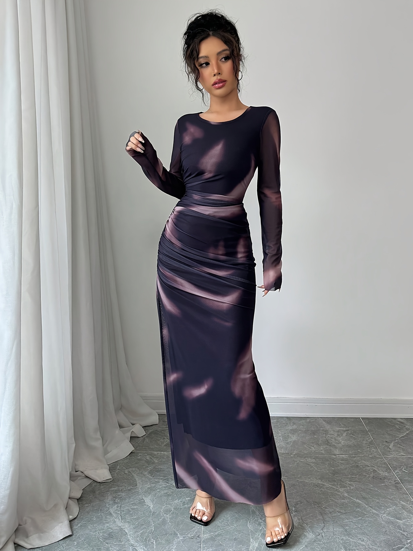 women's elegant black v-neck long sleeve party & formal dress - bodycon  evening gown, machine washable fall/winter formal attire for women, ,  fitted silhouette, , stylish outfit, - women's clothing - Temu Oman