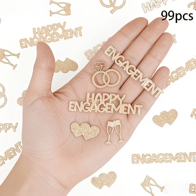 TEMU 99pcs Champagne Confetti With Glittering Diamond Decorations Suitable For Wedding, Bachelorette, Bridal Shower Parties - Sparkling Table Scatter
