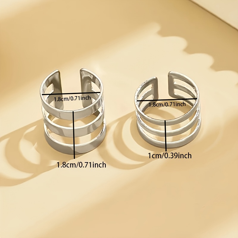 2pcs Wide and Narrow Multi-layer Ring Set, Trendy Accessory