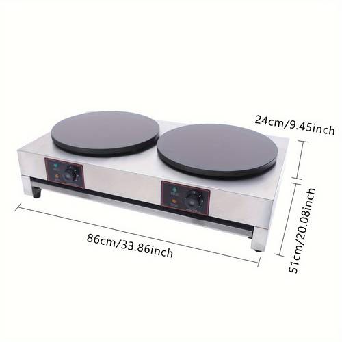 40cm commercial 2 pans electric crepe maker non stick pancake maker with non slip feet 3 4kw