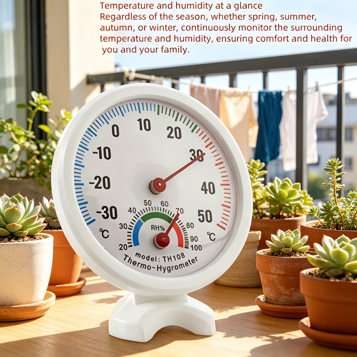 Image of Office, Household, Home Warehouse Greenhouse, Indoor And Outdoor Pointer Type Thermometer, Hung And Automatically By Battery-free Thermometer, Th108