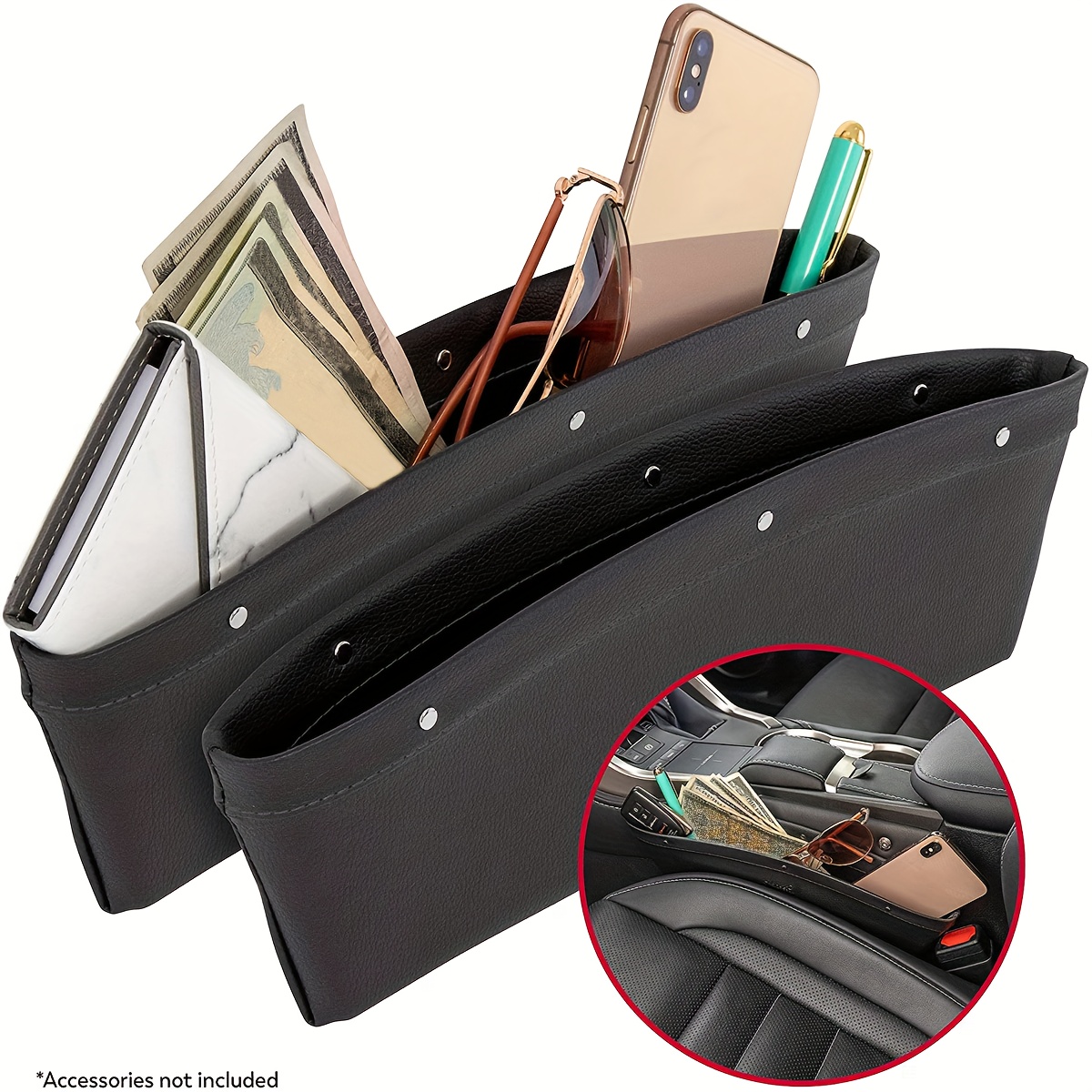 

Car Seat Gaps Universal Storage Box Clip Seam Organizer Waterproof Car Storage Bag Pu Leather Sundries Box For Car