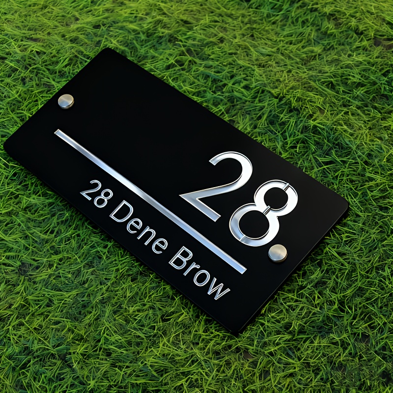 TEMU Custom Acrylic House Number Sign - Address Plate, Double-layer - Laser Cut Craft, - Suitable For Apartments, , Courtyards Door Decoration -
