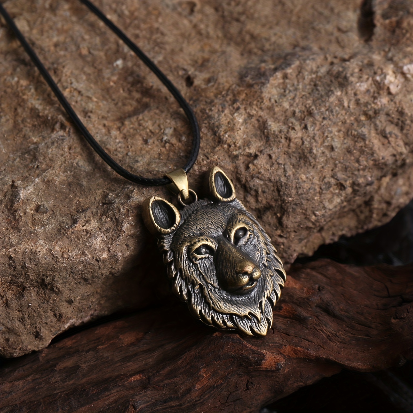 E-shop Herren Halskette Wolf Kopf Anhänger, Herren Schmuck bronzenfarben-farblich Rot Kupferfarbe Perfektes Geburtstags-/Weihnachtsgeschenk, Adler