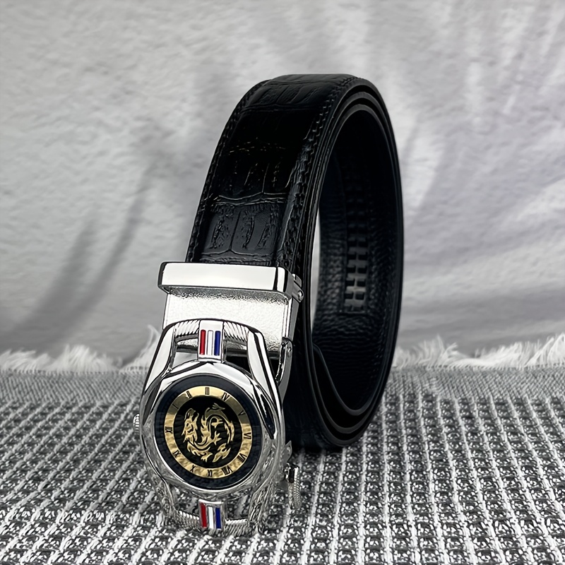 Dragon Pattern Printed Alloy Automatic Buckle Belt