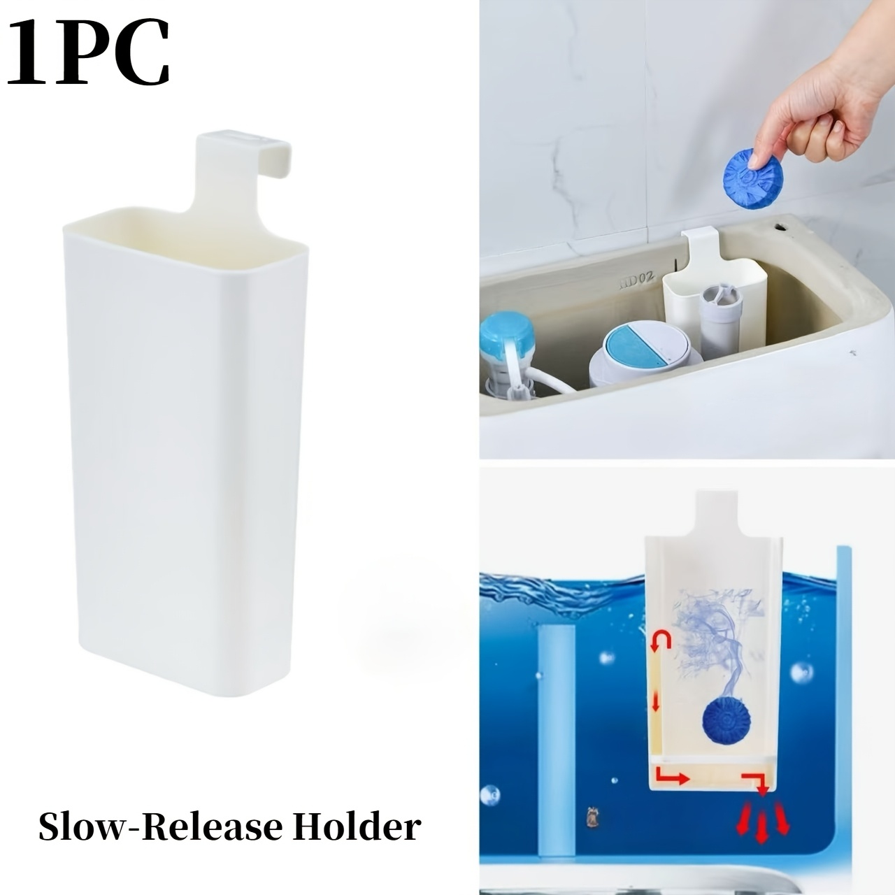 TEMU 1pc Water Tank Replacement Part & Solid Toilet Dispenser Suitable For Toilet Tanks, Plastic Refillable System Extends , Easy-to-use Refillable