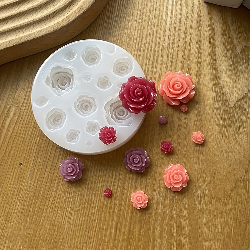TEMU 1pc 15-link Different Sizes Of Flower Resin Clay Silicone Molds Suitable For Rose Flower Making And Decoration