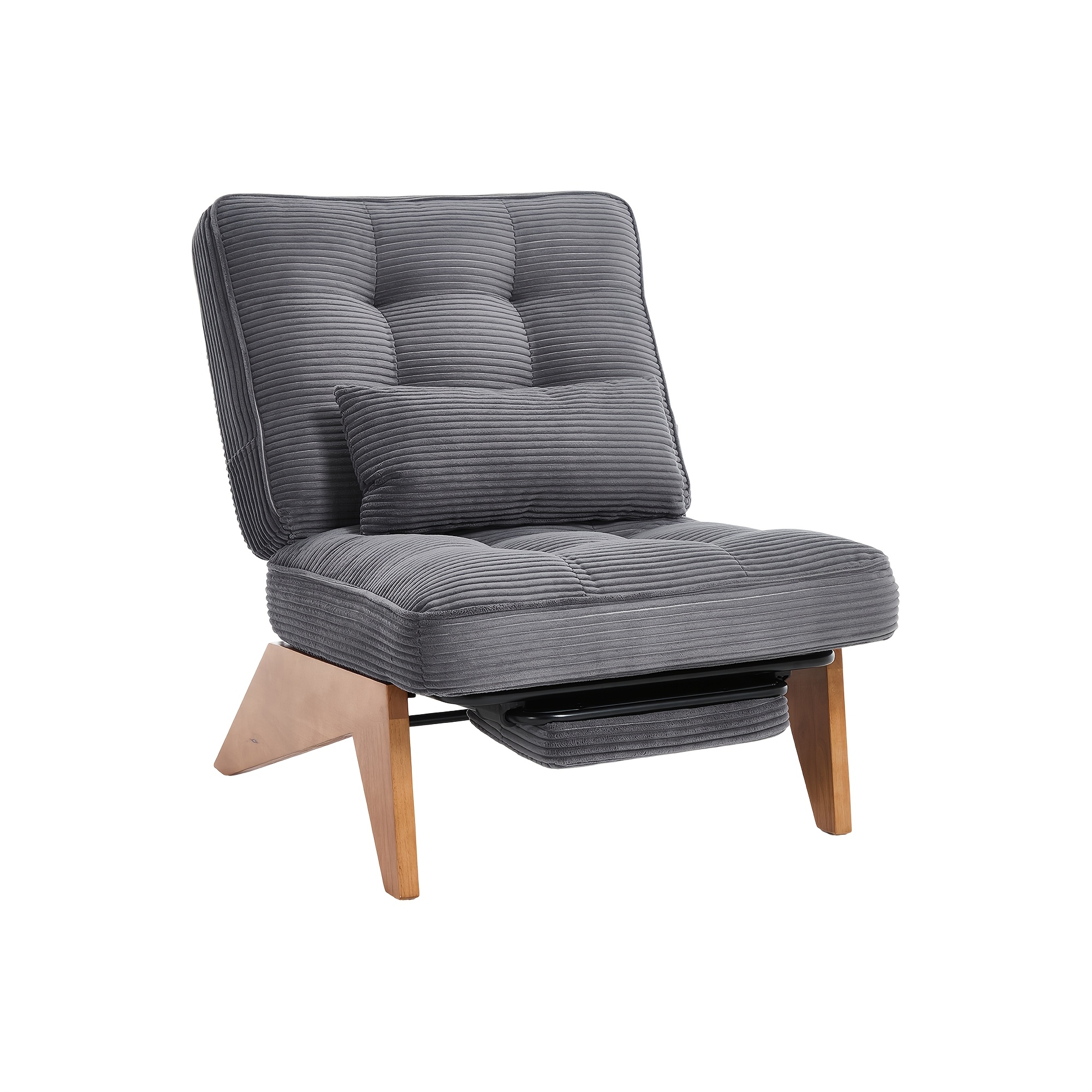 Leisure Chair With Lumbar Pillow, Recliner With Footrest And Adjustable Backrest, Suitable For Bedroom And Living Room