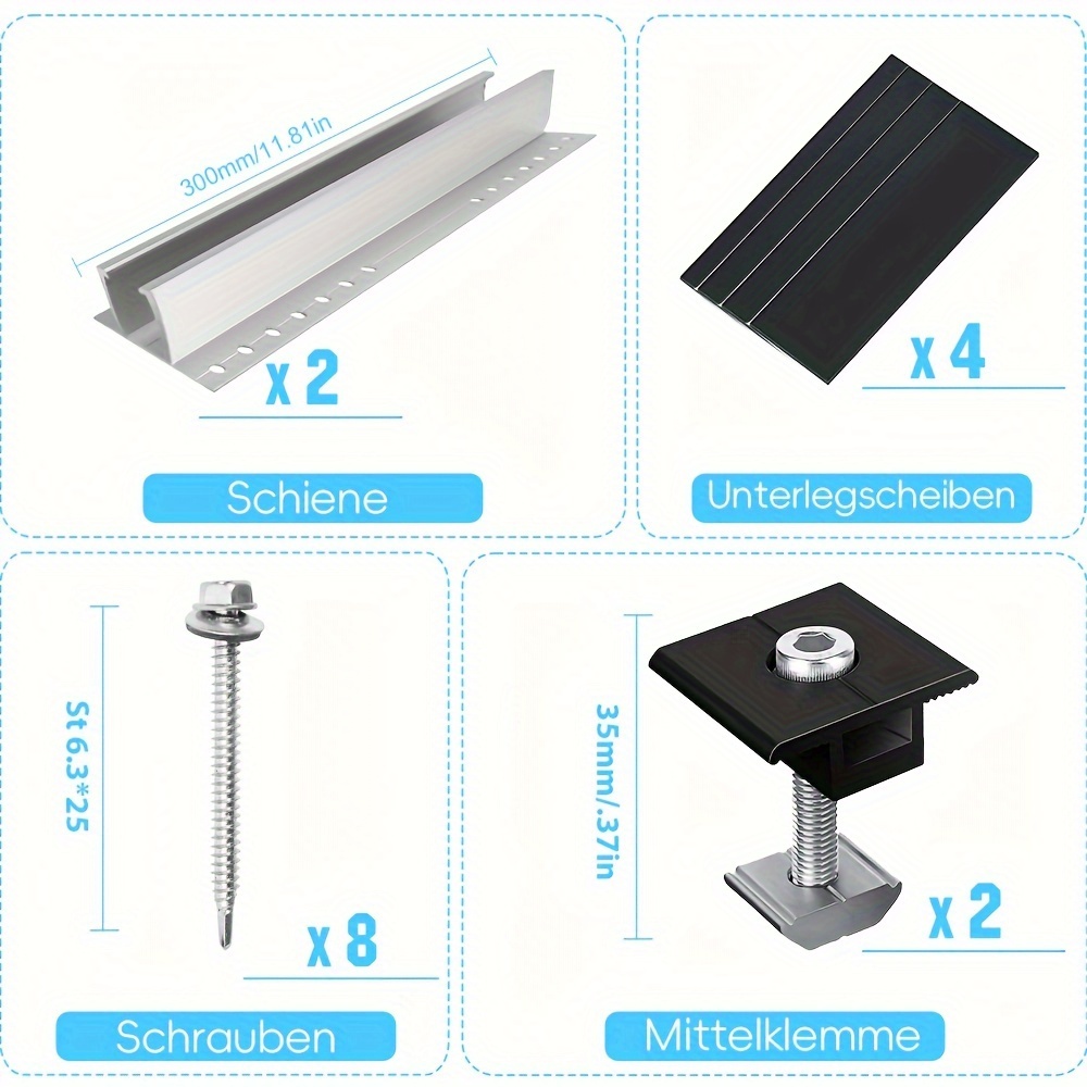 Mounting Kit, Solar Panel Installation Bracket System For Sloped Iron Roofs