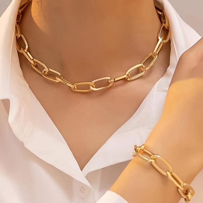 2pcs Necklace Bracelet Set Women Casual Elegant