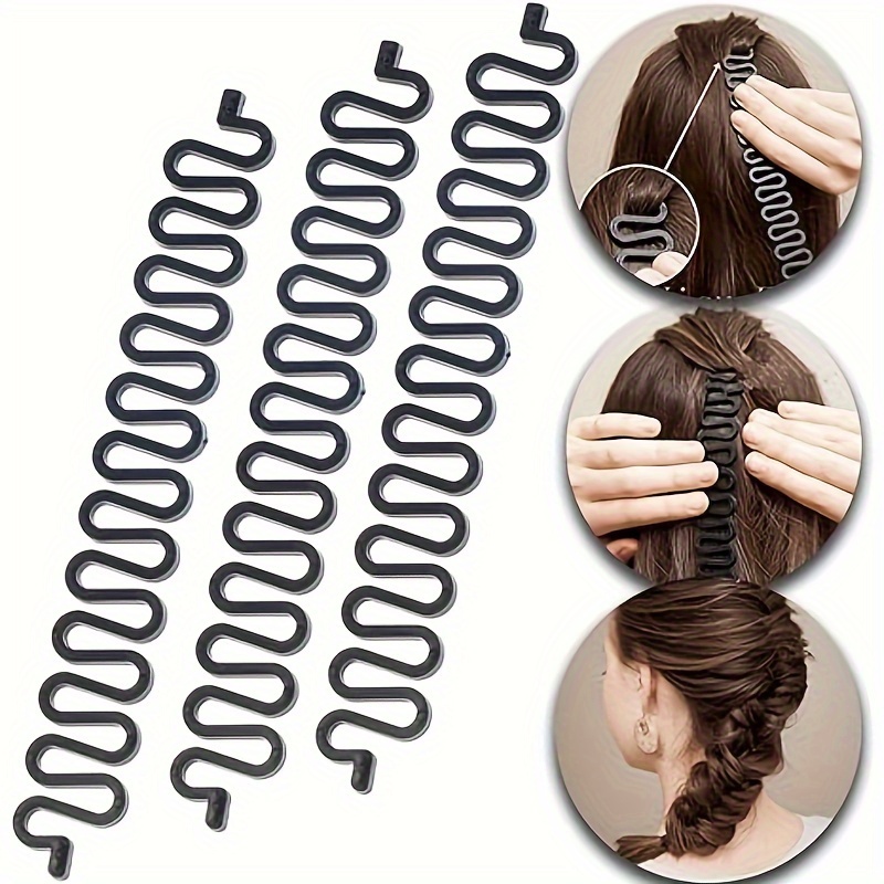 

6-pack Women's Hair Braiding Tool Set – Magic Spiral French Twist Hairstyling Kit With Hooks – Versatile Hair Bun Maker For Long Hair – Wave Braid Diy Styling Accessories