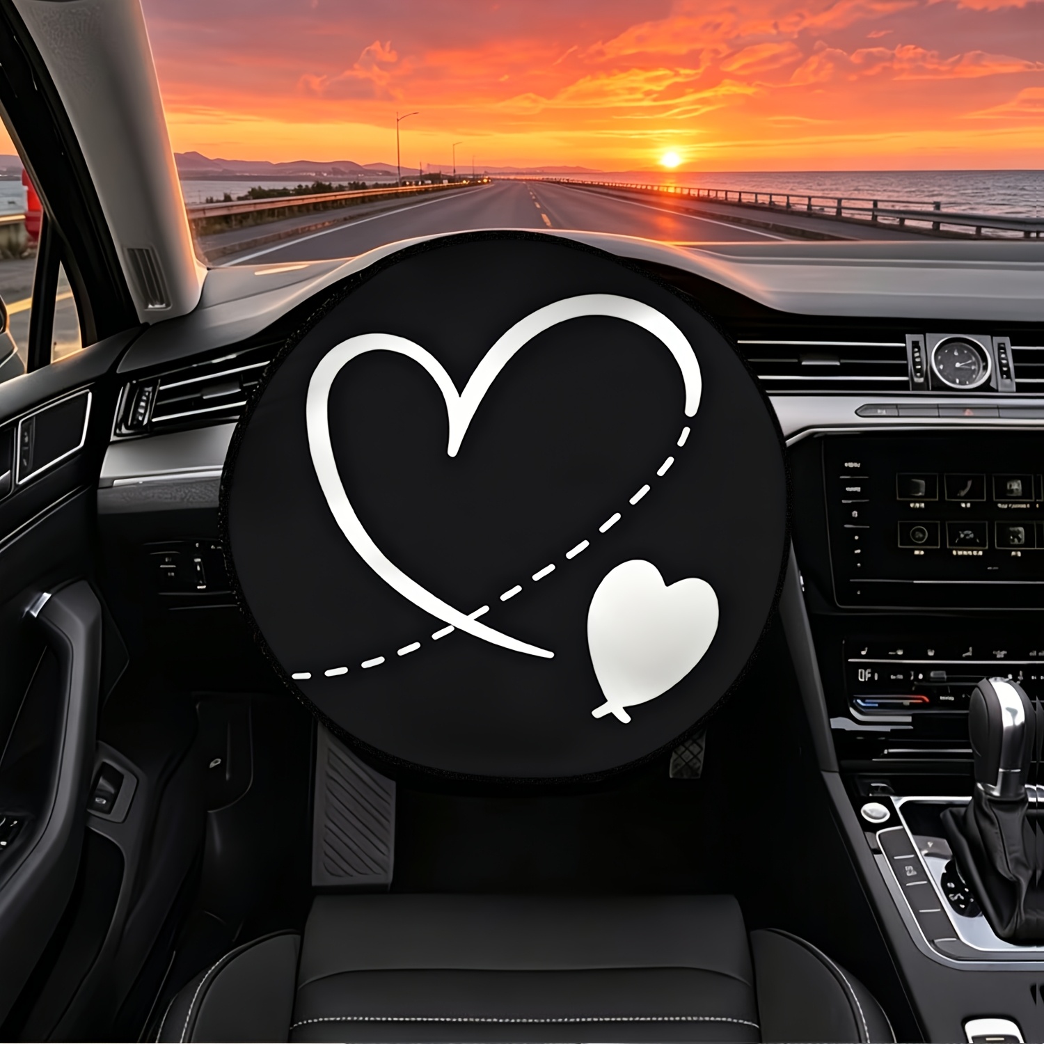 TEMU 1 pz Coprivolante con Motivo a Traiettoria a Forma di Cuore, Protezione Solare e Isolamento Termico, per l'Interni Auto Estivo, Migliora l' di