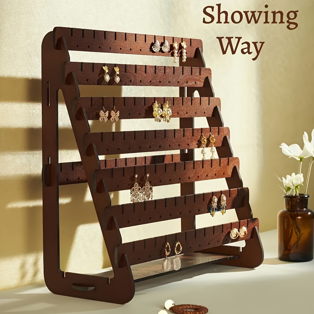 

1pc Creative Wooden Earring Holder Display Stand Organizer For Home Bedroom Jewelry Storage, Earrings & Studs Showcase Rack