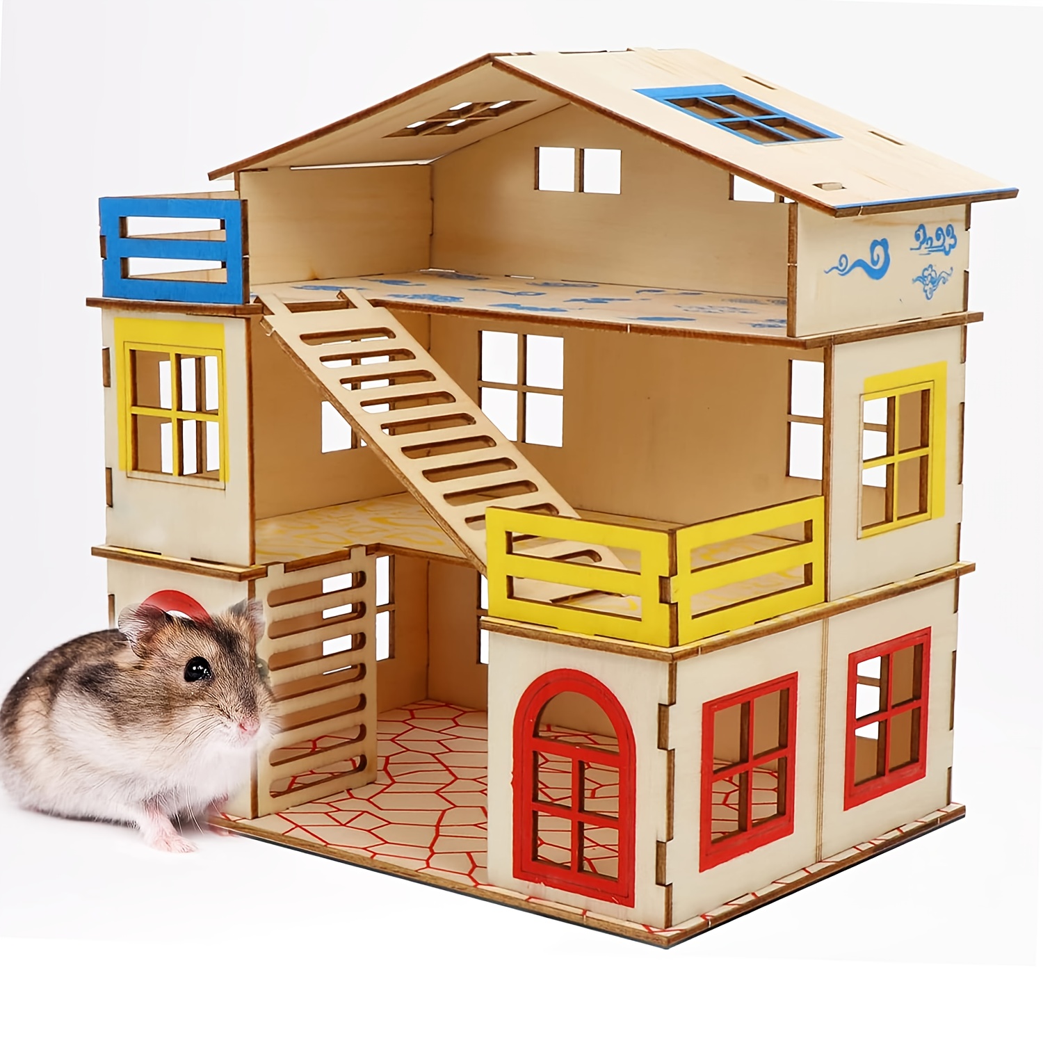 Hamster Castle Villa with Ladder for Small Animals