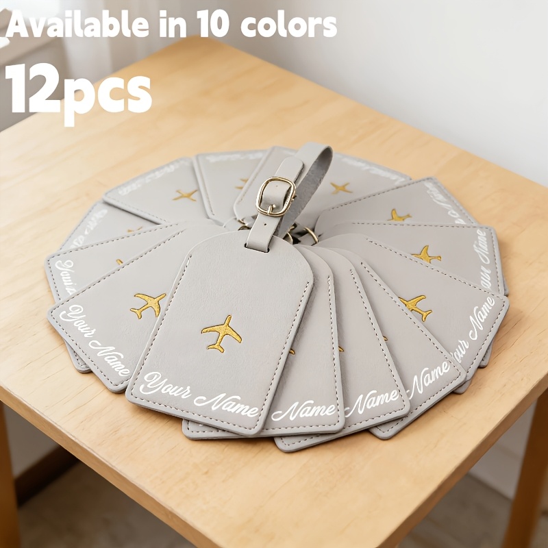 12pcs Custom Engraved Luggage Tag Set in Synthetic Leather