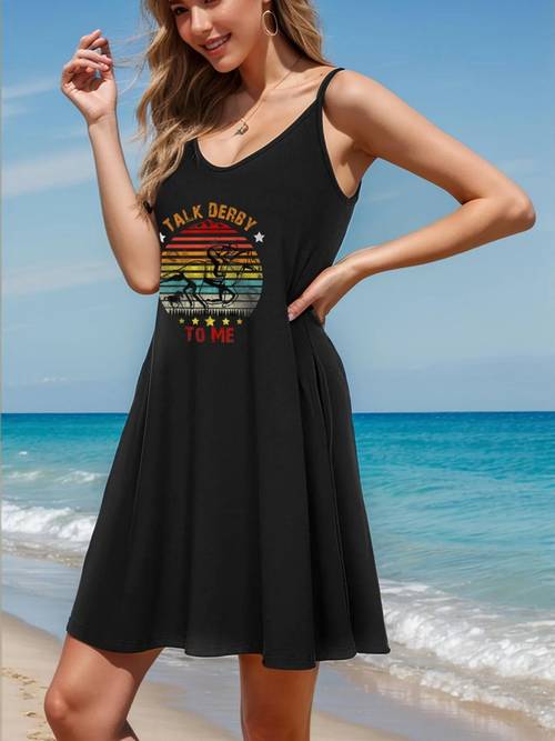 2022 horse spaghetti strap dress for women