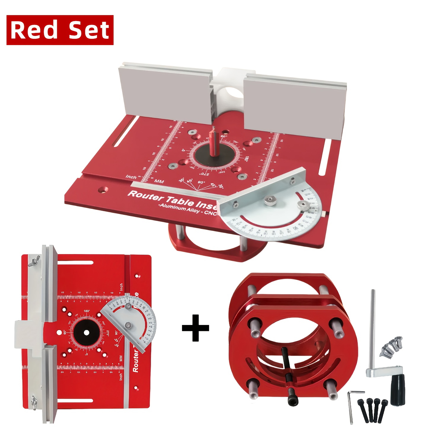 E-shop Holzbearbeitung Flip Plate und Fräser Lift Kit mit metrischer & Zoll-Strichskala für 65mm Diametermotoren - Frästisch Plate aus