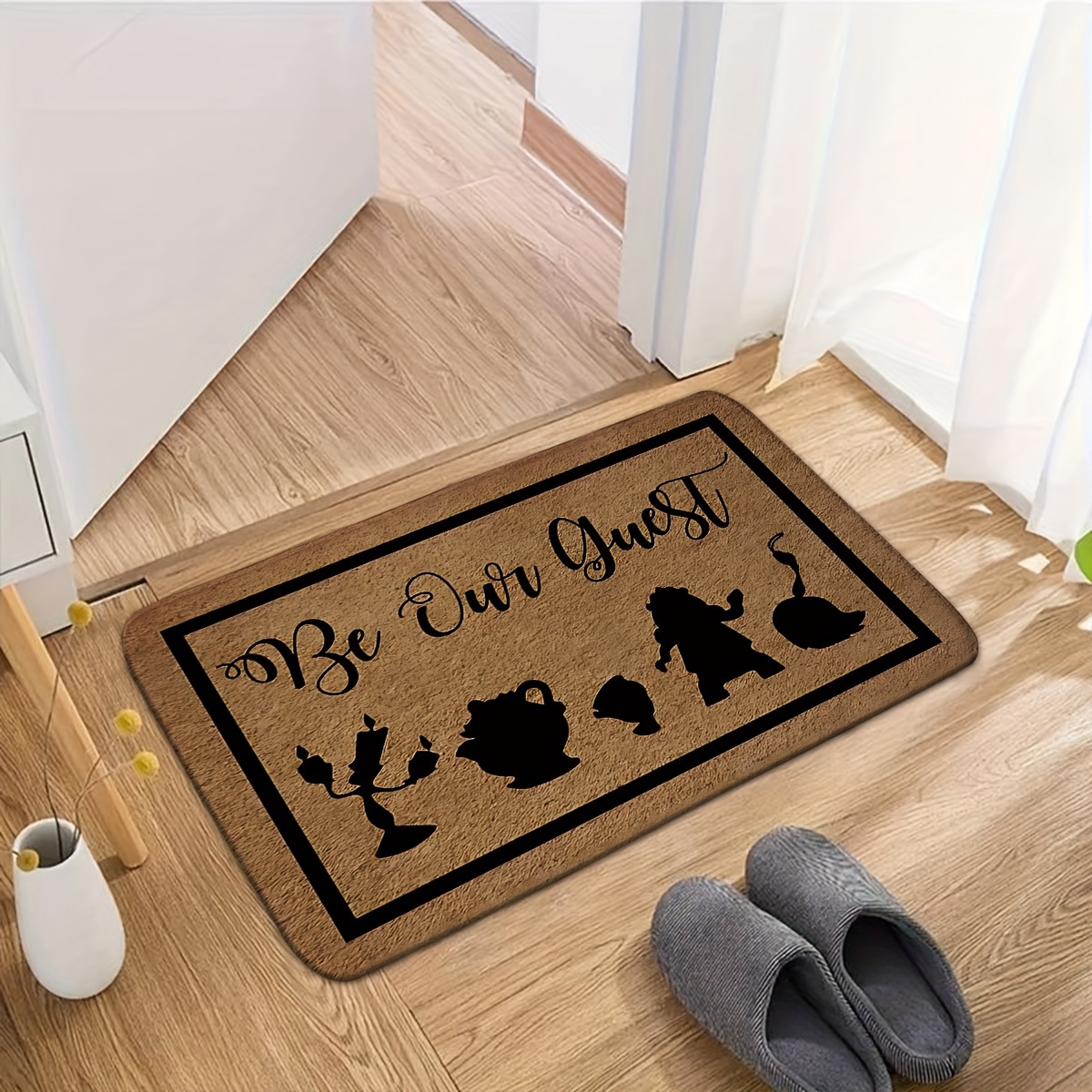 TEMU 1pc Pattern Foam Floor Mat, Entrance Door Mat, Kitchen Mat Floor Mat, Soft Thickened Flannel Non-slip 1.2 Foam Sponge Mat Door Mat, Family