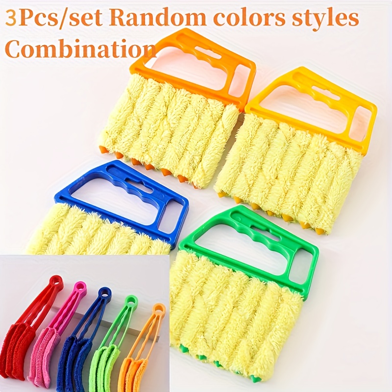TEMU 3-pack Random Color Reusable Window Cleaning Brush- And Wash, Suitable For Blinds, Sunshades, Etc.- Detachable Household Air Conditioner Vent