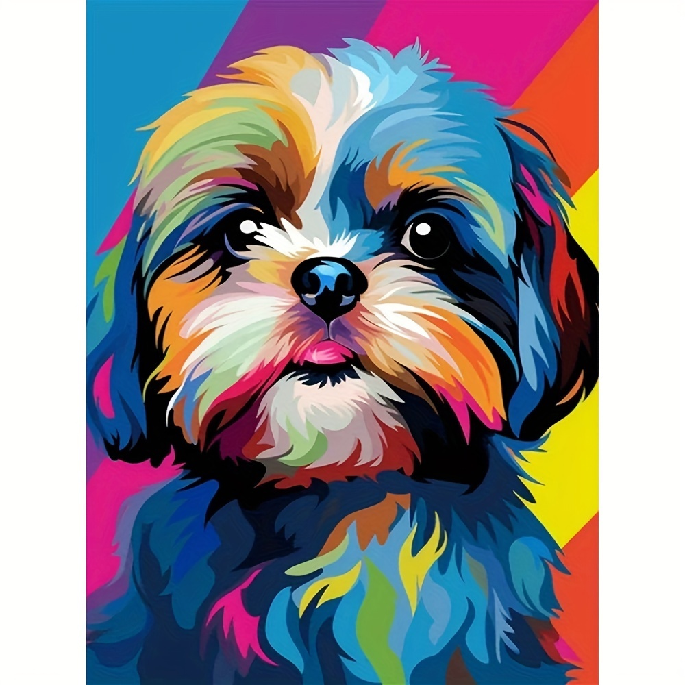 

30*40cm/11.8*15.7in Dog Diy 5d Diamond Painting Full Diamond With Number Kits Home And Kitchen Fashion Mosaic Diamond Painting Canvas Wall Decoration Gift Crafts