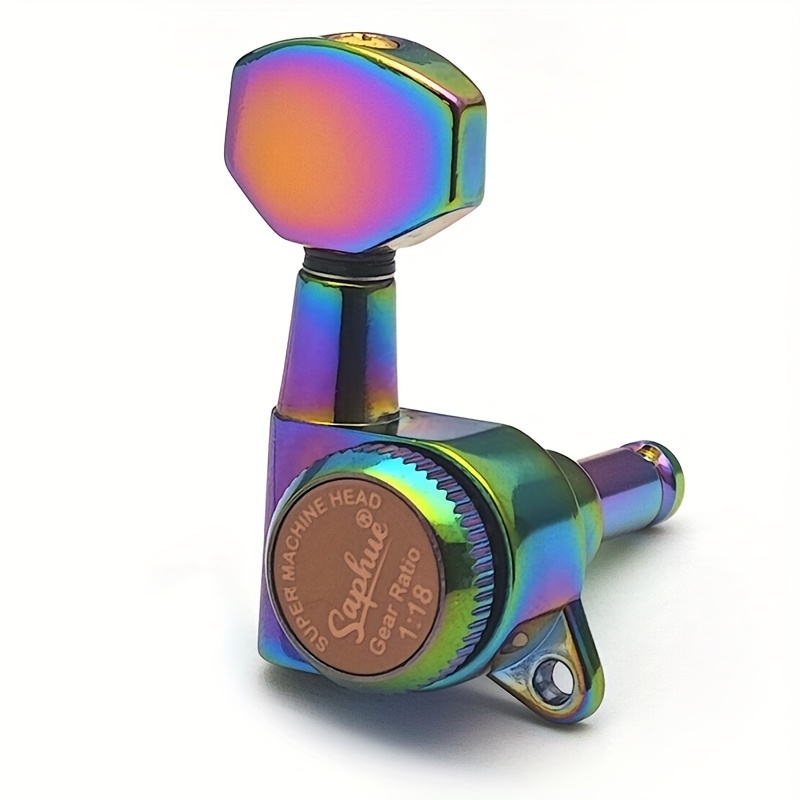 SAHUE Locking Guitar Tuner, Heavy-Duty Locking System with 1:18 String Winding Mechanism, Hex Handle & Rainbow Color-Coded Pegs, Quick-Change Tuning, Compatible with Classical/Electric/Bass Guitars