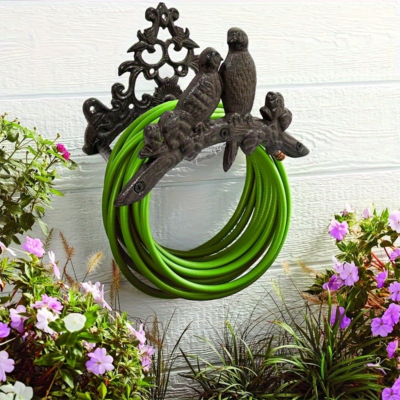 

1pc Garden Hose Holder Cast Iron Heavy Duty Water Hose Hanger, Outside Wall Mount Hose Hanger, Solid Metal Decorative Water Hose Rack/organizer/stand, Easy To Install, Hold Up To 50/75/100 Ft