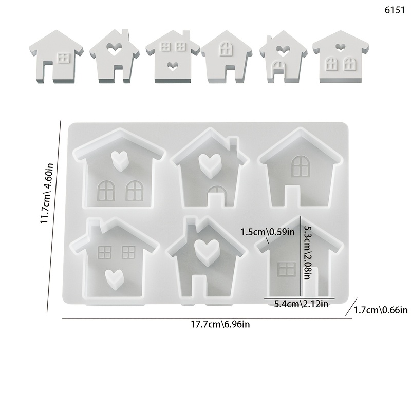 TEMU Dnejiu Small House Resin Silicone Mold Suitable For Christmas/ Crafts, Gypsum & Resin Molds With Irregular Shape For Diy Miniature Houses,