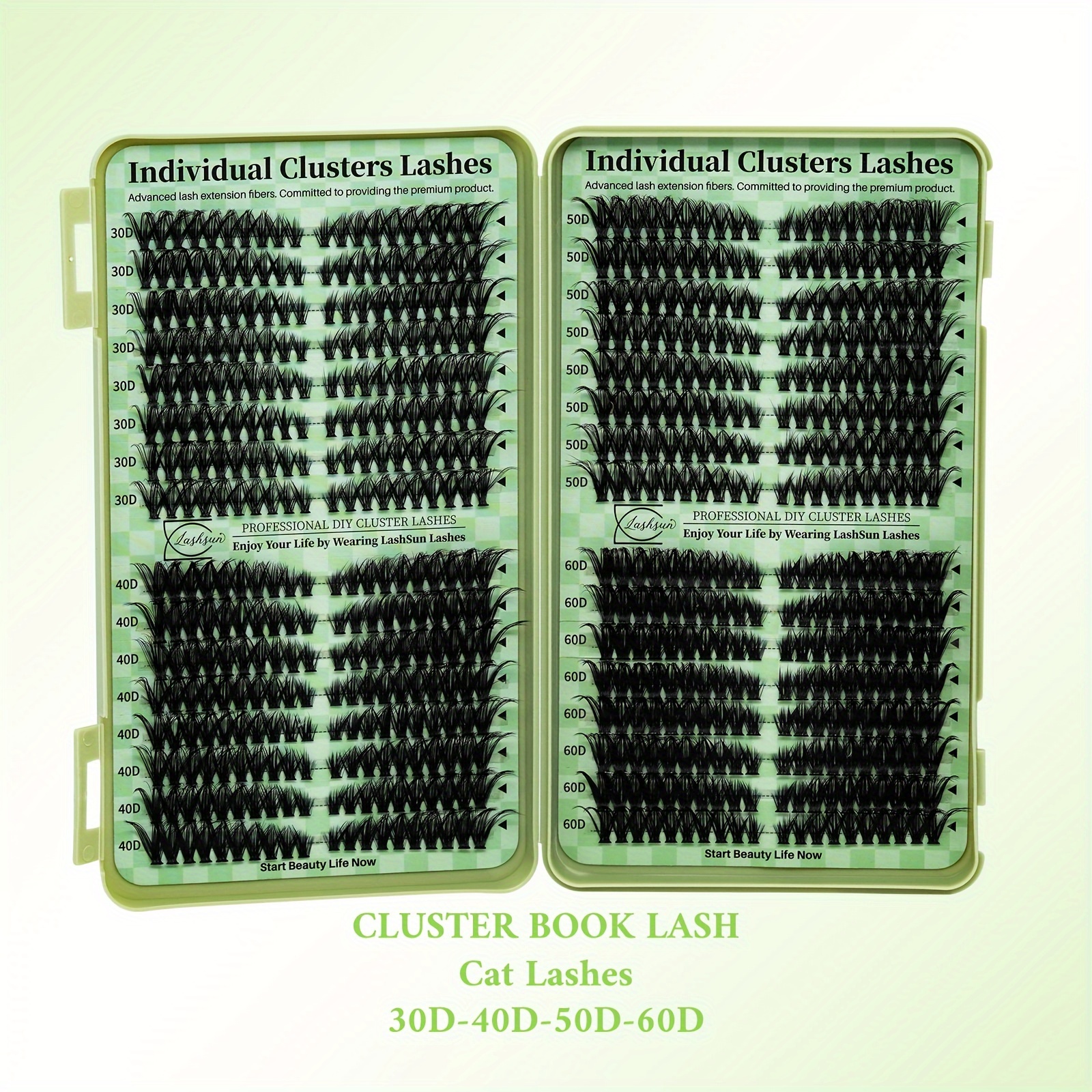 Image of Lashsun 640/384pcs Cluster Lash Book, D Mixed 10-16mm Lash Individual Lashes Wispy Lashes Cluster Perfect For At Home