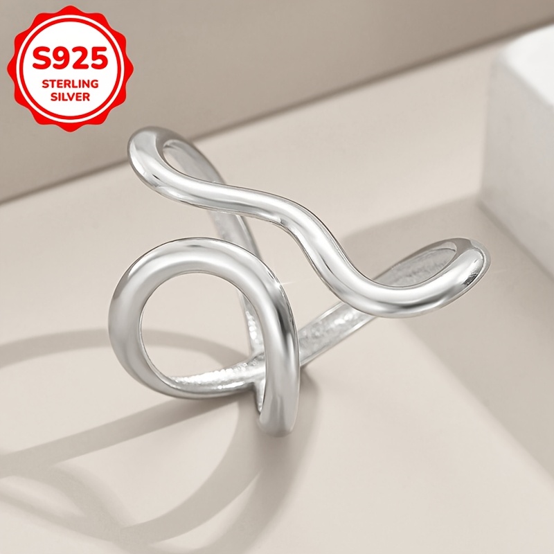 Adjustable Open Ring for Women Minimalist Line 925 Sterling Silver Lightweight