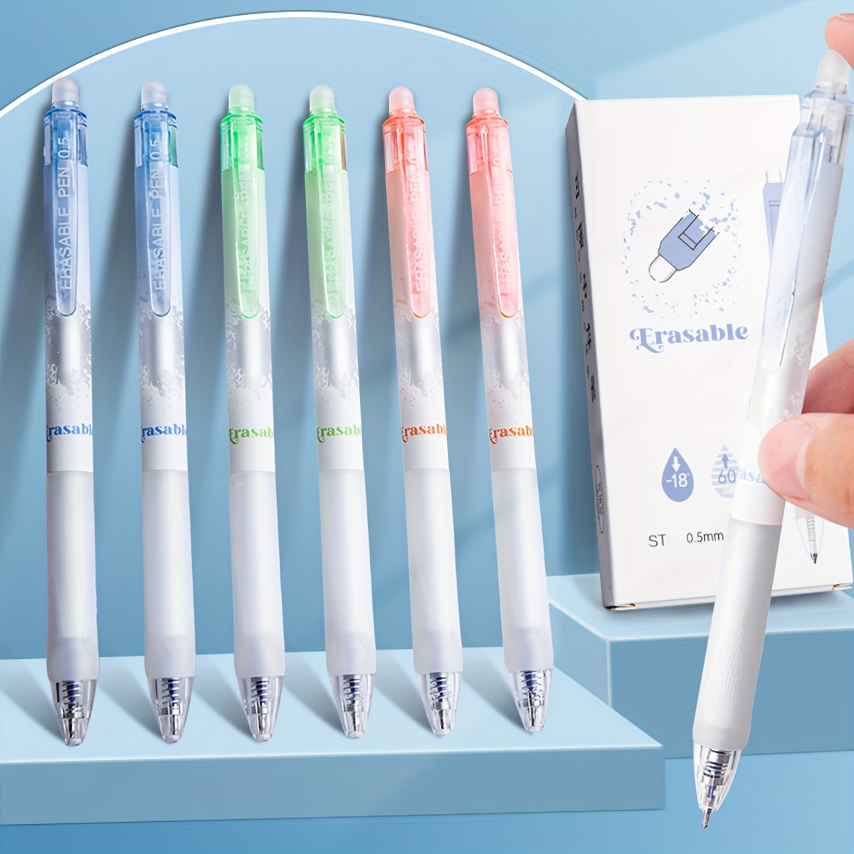 YIIFELL Penna a sfera cancellabile, Friction Gel Pen, Erasable Pen Set per cancelleria, articoli scolastici e studenti (blu 0,7 mm