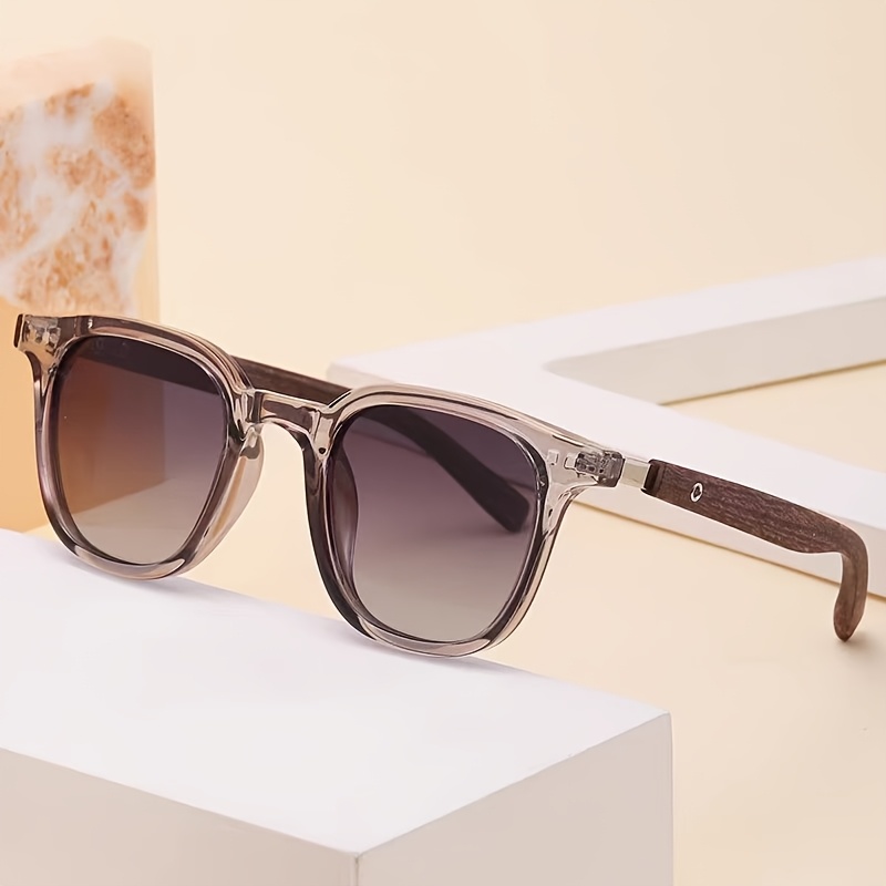 retro large frame square glasses wood grain - Temu Nigeria display picture 1