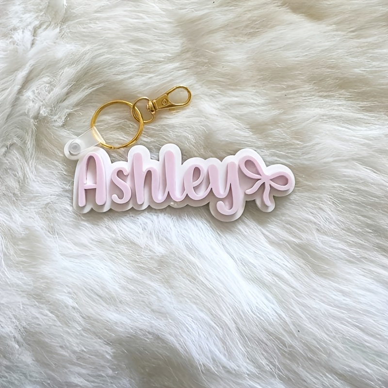 TEMU Personalized "acrylic Keychain Name Tag, Custom Name Engraving, Suitable For Backpacks, Christmas Gifts, Women's Backpack Additions