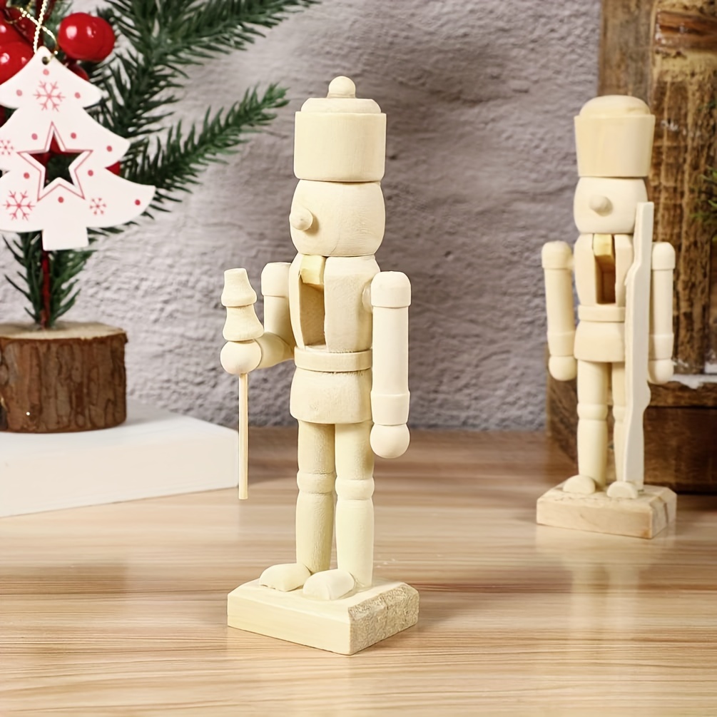 

Vintage-inspired Wooden Nutcracker Soldier Figurine - Diy Cartoon Craft Ornament For Home & Office Decor, Perfect For Holiday Display