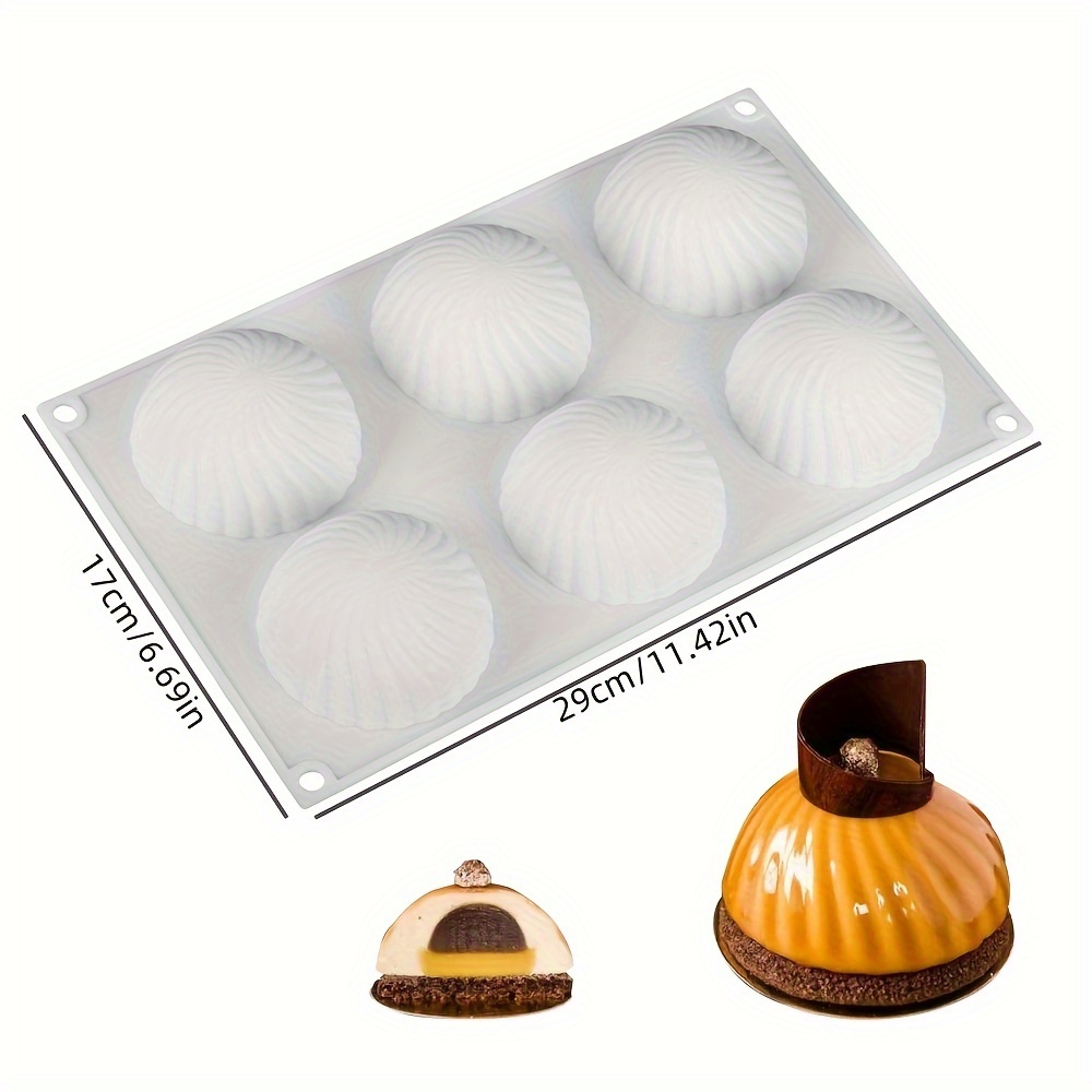 1pc 6-compartment Spiral-shaped Baozi-shaped Mousse Cake Mold Baking Silicone Fondant Cake Chocolate Mold Reusable Silicone Baking Mold For Kitchen And Restaurant